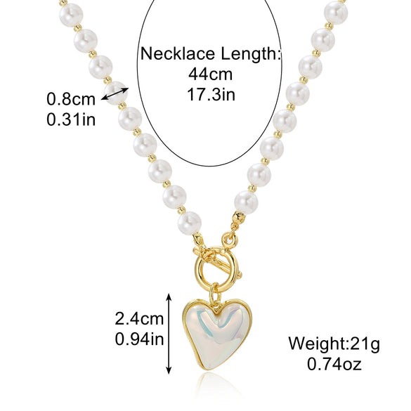 Necklace Alloy Pearl Heartshaped Electroplating Women's