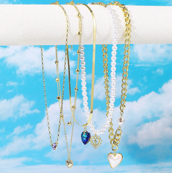 Necklace Alloy Pearl Heartshaped Electroplating Women's