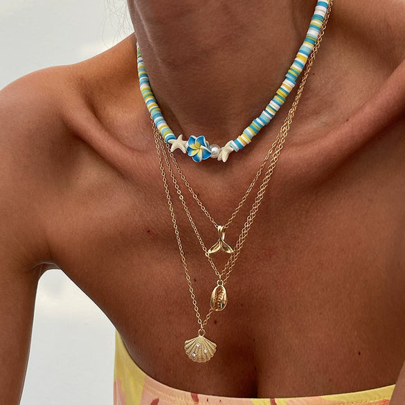 Necklace Alloy Pendant Copperclad Iron Chain Polymer Clay Imitation Pearl Animal Zodiac Handmade Stacking Style