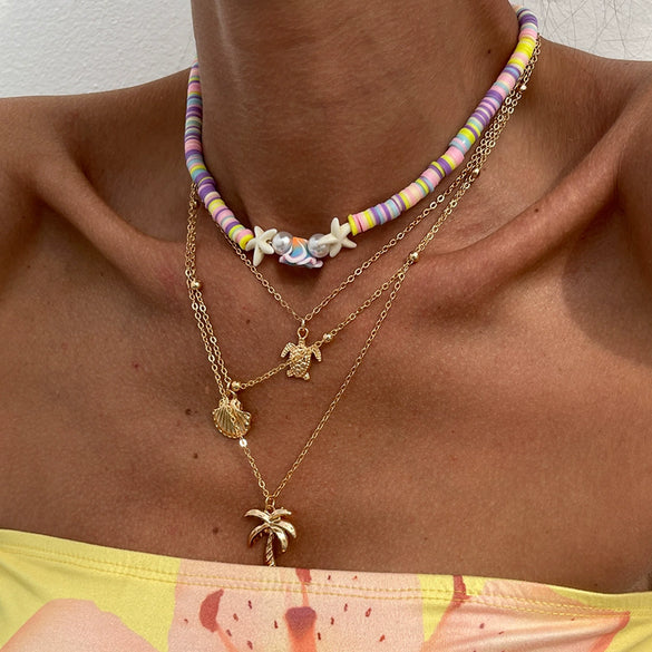 Necklace Alloy Pendant Copperclad Iron Chain Polymer Clay Imitation Pearl Animal Zodiac Handmade Stacking Style