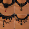 Necklace Alloy Pendant Lace Handmade Chain Dark Style Flower Star Pattern Gothic