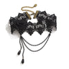 Necklace Alloy Pendant Lace Handmade Chain Dark Style Flower Star Pattern Gothic