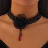 Necklace Alloy Pendant Lace Handmade Chain Dark Style Flower Star Pattern Gothic