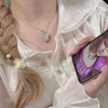 Necklace Alloy Pink Crystal Opal Heart Shaped Electroplated Clavicle Chain For Girls