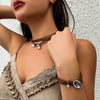 Necklace Alloy Retro Geometric Electroplating Women's Doublelayer Winding Choker Clavicle Chain