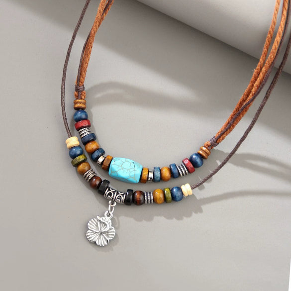 Necklace Alloy Retro Geometric Electroplating Women's Doublelayer Winding Choker Clavicle Chain
