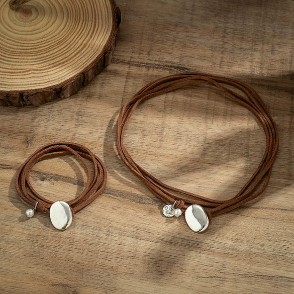 Necklace Alloy Retro Geometric Electroplating Women's Doublelayer Winding Choker Clavicle Chain