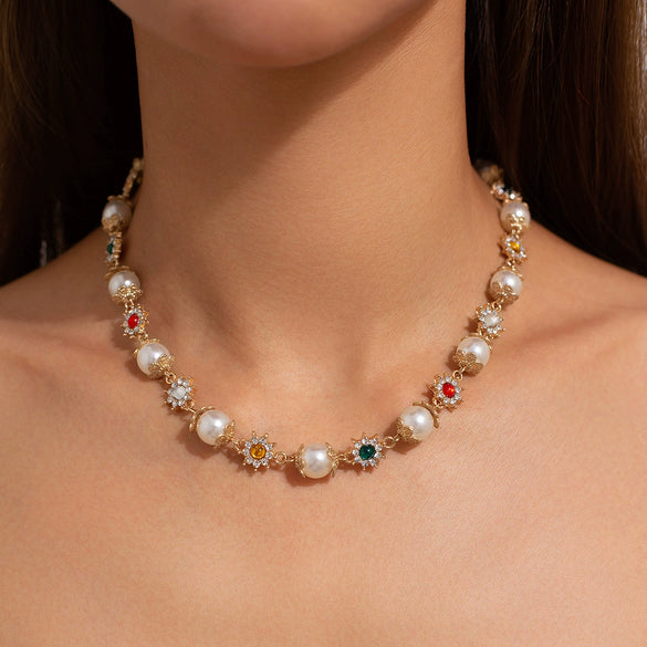 Necklace Alloyacrylic Drill Light Luxury Geometric Shape Set With Diamonds Women's