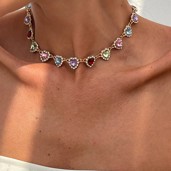 Necklace Alloyacrylic Drill Light Luxury Geometric Shape Set With Diamonds Women's