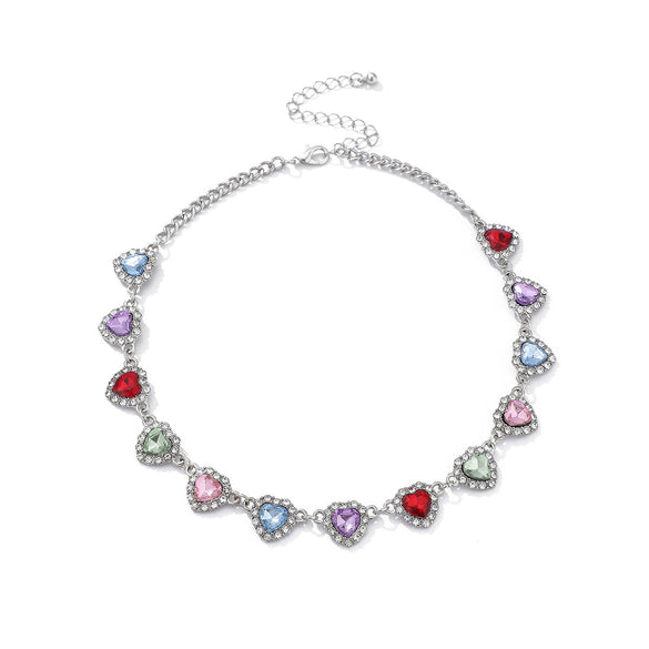 Necklace Alloyacrylic Drill Light Luxury Geometric Shape Set With Diamonds Women's