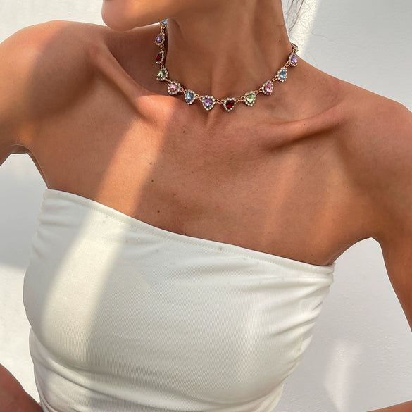 Necklace Alloyacrylic Drill Light Luxury Geometric Shape Set With Diamonds Women's