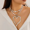 Necklace Aluminum Chain Imitation Pearl Alloy Heart Electroplating Women's