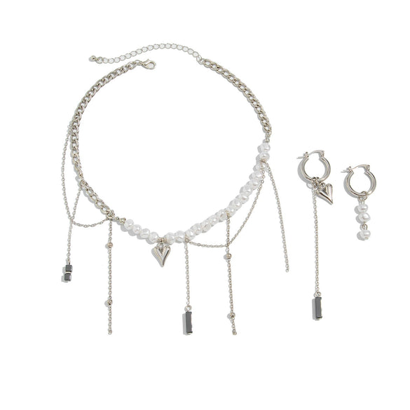 Necklace Aluminum Chain Turquoise Beads Alloy Geometric Heart Shape Electroplating For Women