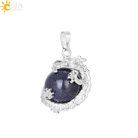 Necklace Amethyst Pendant Natural Stone Copper Accessories Minimalist Dragon Ball Totem 3D Ornament