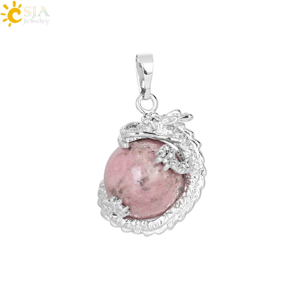 Necklace Amethyst Pendant Natural Stone Copper Accessories Minimalist Dragon Ball Totem 3D Ornament