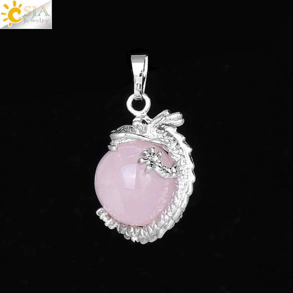 Necklace Amethyst Pendant Natural Stone Copper Accessories Minimalist Dragon Ball Totem 3D Ornament