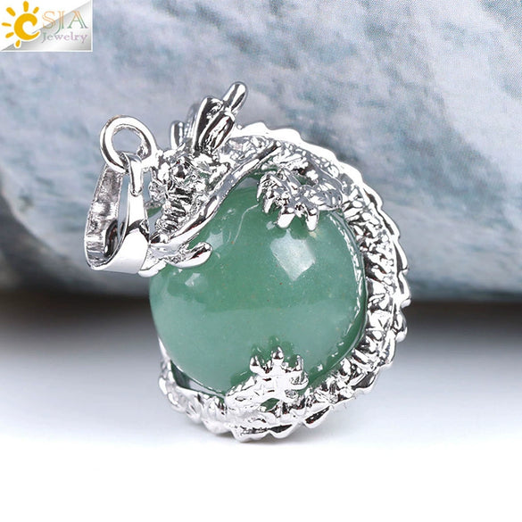 Necklace Amethyst Pendant Natural Stone Copper Accessories Minimalist Dragon Ball Totem 3D Ornament