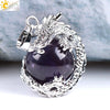 Necklace Amethyst Pendant Natural Stone Copper Accessories Minimalist Dragon Ball Totem 3D Ornament