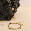 Necklace And Bracelet Combination Stainless Steel Titanium Steel Geometric Pattern Electroplated
