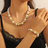 Necklace And Bracelet Set Plastic Resin Organic Glass Pearl Chain Love Water Drops Bell Pattern Punk Style Electroplated Peach Heart Pendant