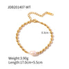 Necklace And Bracelet Stainless Steel Titanium Steel Freshwater Pearl Oval Round Bead Geometric Ball Chain Electroplated