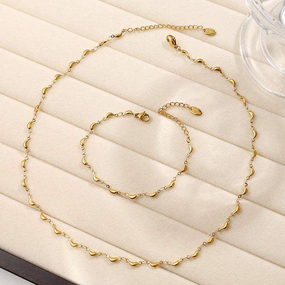 Necklace And Bracelet 316L Stainless Steel Banana Shape Electroplated