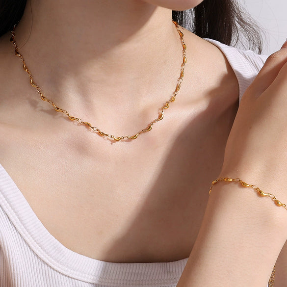Necklace And Bracelet 316L Stainless Steel Banana Shape Electroplated
