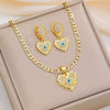 Necklace And Earrings Set Copper Devil's Eye Heart Shape Diamondencrusted Light Luxury Women's Accessories
