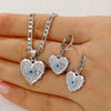 Necklace And Earrings Set Copper Devil's Eye Heart Shape Diamondencrusted Light Luxury Women's Accessories
