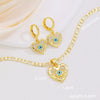Necklace And Earrings Set Copper Devil's Eye Heart Shape Diamondencrusted Light Luxury Women's Accessories