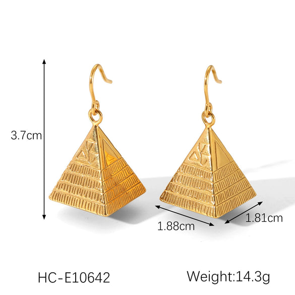 Necklace And Earrings Stainless Steel Titanium Steel Embossed Thread Irregular Pyramid Triangle Sun Flame Needle Shape Geometric Style Casting Electroplating For Women