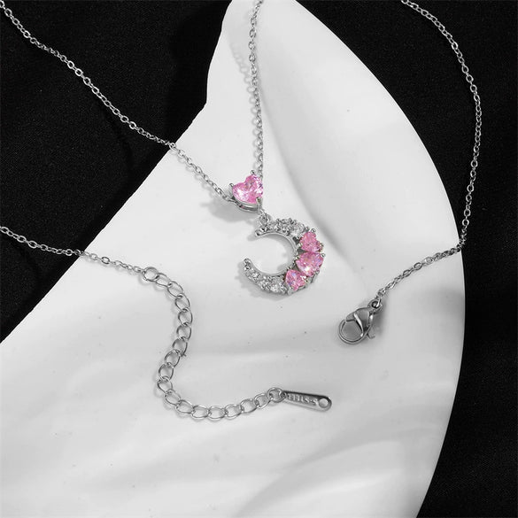 Necklace And Ring Accessories For Women Copper Electroplated With Mixed Gem Inlay Titanium Steel Love Pendant And Planet Design