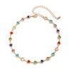 Necklace Artificial Crystal Clavicle Chain Square Peach Heart Geometric Vintage Style