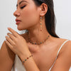 Necklace Artificial Crystal Clavicle Chain Square Peach Heart Geometric Vintage Style