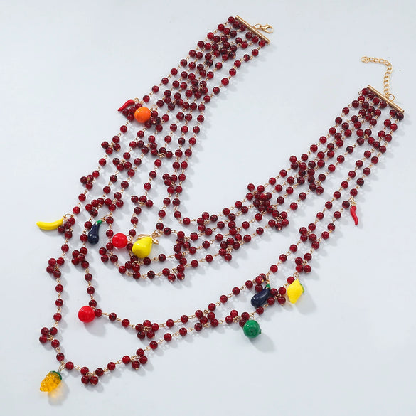 Necklace Artificial Crystal Fruit Geometric Handmade