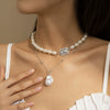 Necklace Artificial Pearl Fine Copper Clad Iron Bead Chain Rhinestone Alloy Geometric Electroplating Cross Chain Style