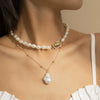 Necklace Artificial Pearl Fine Copper Clad Iron Bead Chain Rhinestone Alloy Geometric Electroplating Cross Chain Style
