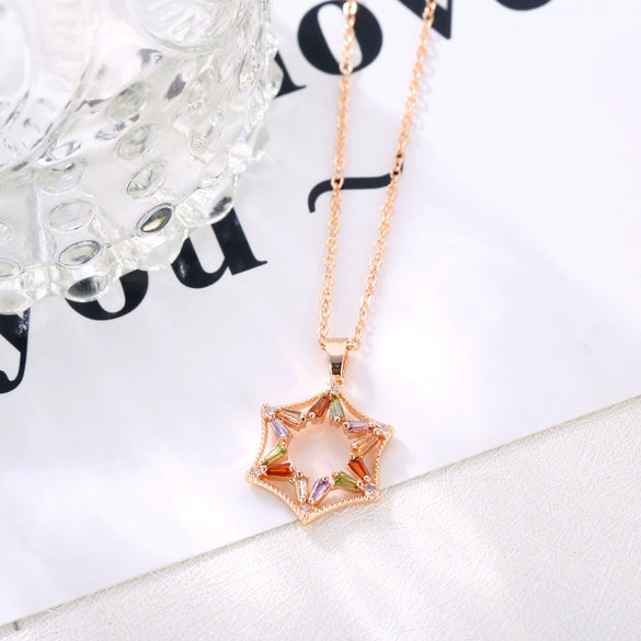 Necklace Artificial Zircon Geometric Inlaid Jewelry For Women
