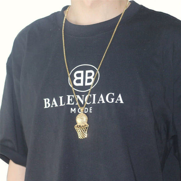 Necklace Basketball Frame Pendant Titanium Steel Alloy Geometric Fashion Jewelry