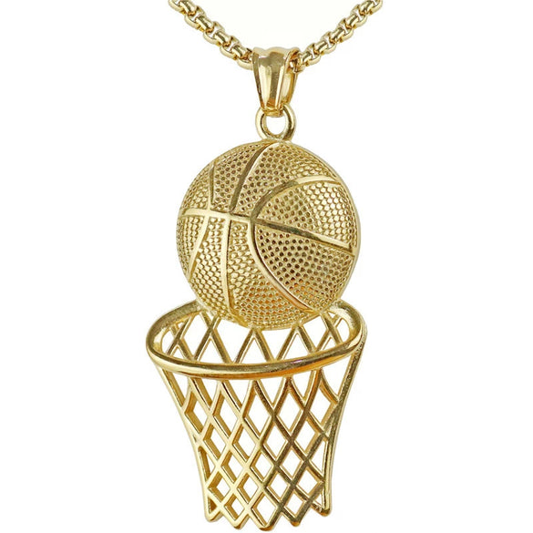 Necklace Basketball Frame Pendant Titanium Steel Alloy Geometric Fashion Jewelry