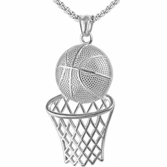 Necklace Basketball Frame Pendant Titanium Steel Alloy Geometric Fashion Jewelry