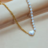 Necklace Beaded Chain Spliced With Pearlescent Love Pearls Titanium Steel Metal Geometric Punk Electroplated