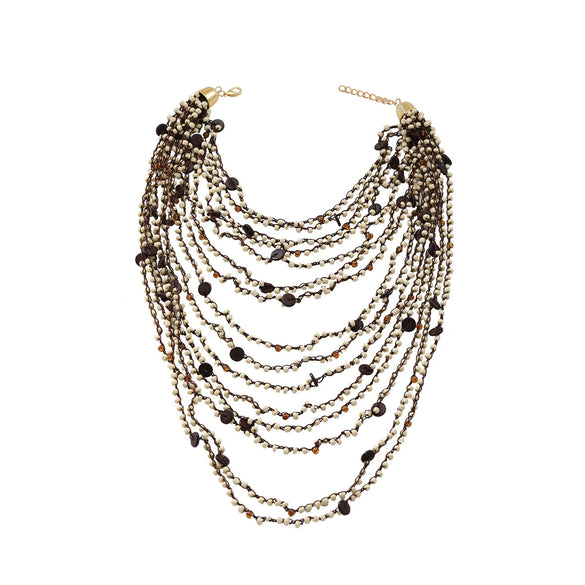 Necklace Beads Mixed Gemstone Setting Geometric Handmade Women's Fashion