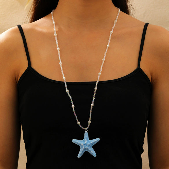 Necklace Beads Plastic Animal Zodiac Starfish Electroplating Vacation Style Dopamine Colorful Stackable Clavicle Chain