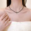 Necklace Black Gallstone Geometric Handmade Women's Niche Dark Series Cross Chain Jewelry