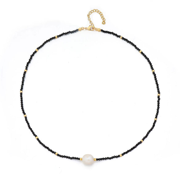 Necklace Black Sharp Crystal Titanium Steel Geometric Handmade Pendant Chain