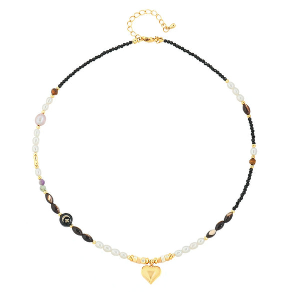 Necklace Black Sharp Crystal Titanium Steel Geometric Handmade Pendant Chain