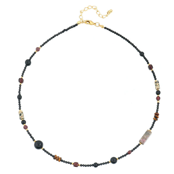 Necklace Black Sharp Crystal Titanium Steel Geometric Handmade Pendant Chain