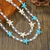 Necklace Bohemian Wind Turquoise Pine Stone Imitation Pearl Geometric Style Handmade Velvet Rope
