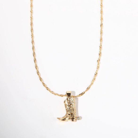 Necklace Boot Pendant Brass Clavicle Chain Copper Real Gold Plated Jewelry